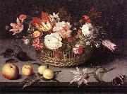 BOSSCHAERT, Johannes Basket of Flowers gh oil on canvas